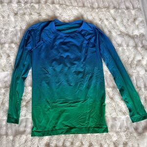 Brooks Ombre Blue to Green Long Sleeve Performance Tee